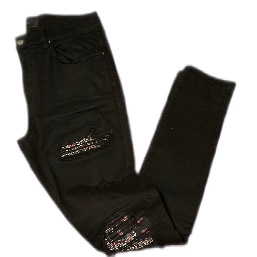 NWOT $1065 Amiri men’s black bandana jeans sz 33